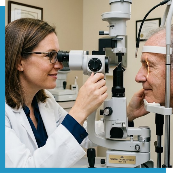 man receiving an eye exam 