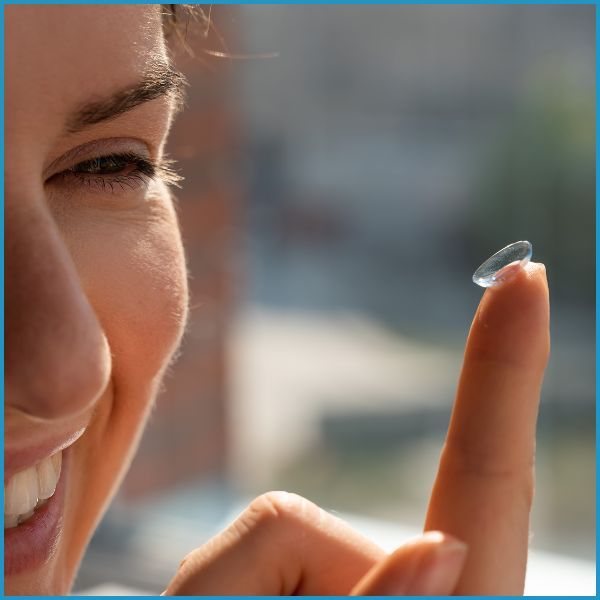 person holding contact lens