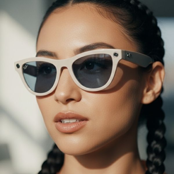 Woman wearing Meta AI glasses