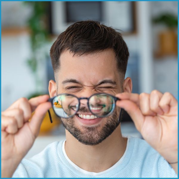 person holding glasses with both hands