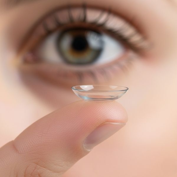 contact lens on finger