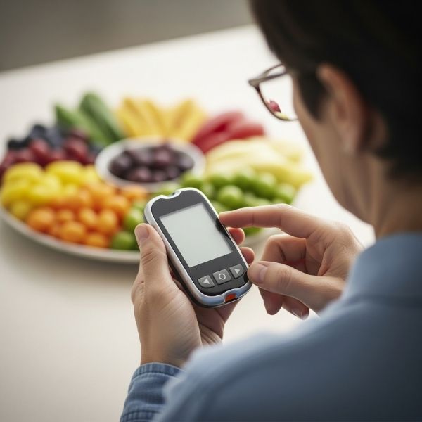 person using a modern glucose meter person using a modern glucose meter