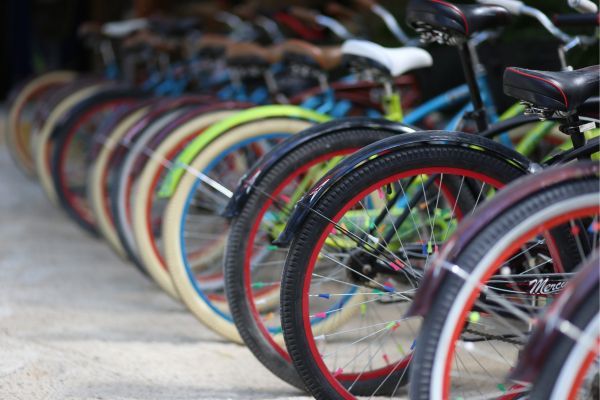 row of parked bikes