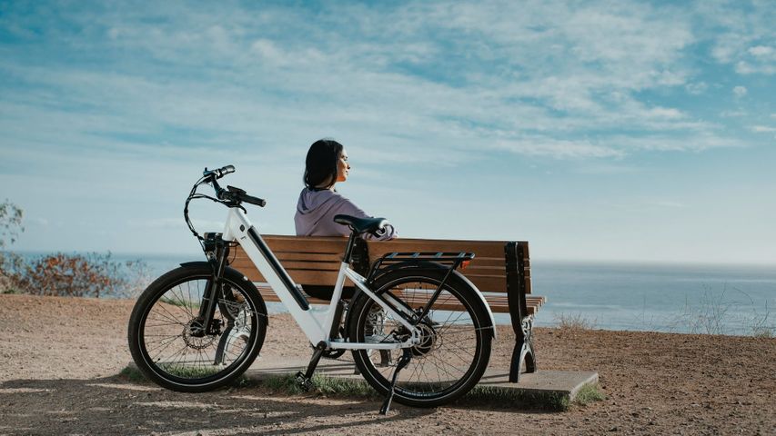 person resting with ebike