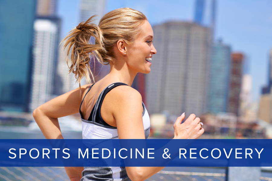 woman running outside in a city