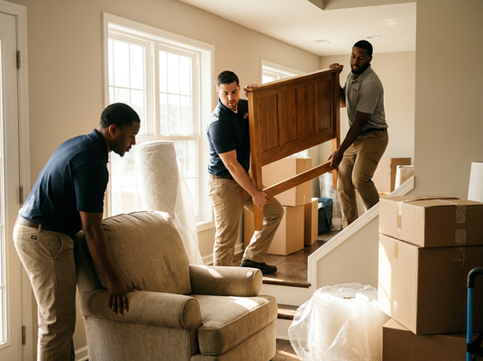 Professional Movers Transporting Furniture