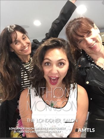 Three excited women at THE LONDONER's hair salon in Hermosa Beach.