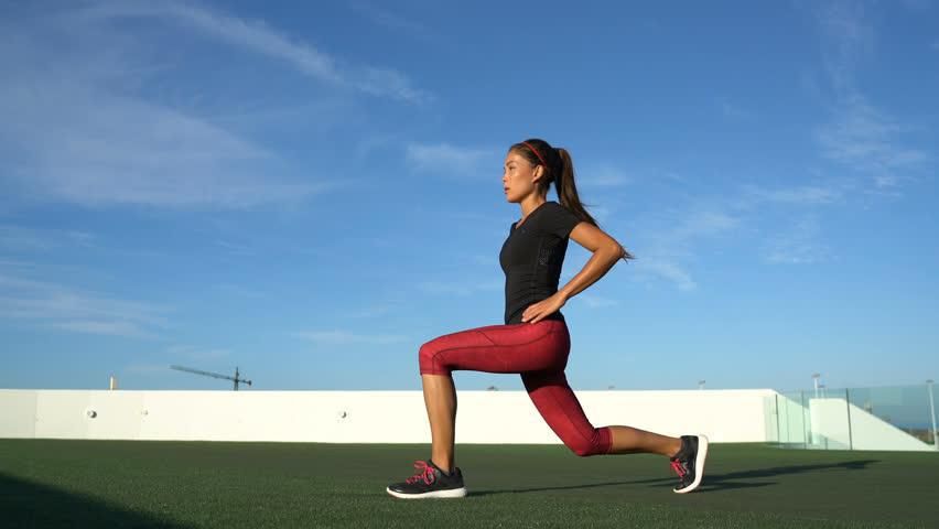 woman stretches