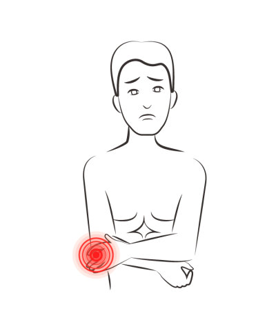elbow pain cartoon