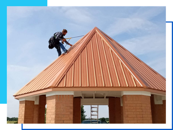 metal roof on an outdoor shelter