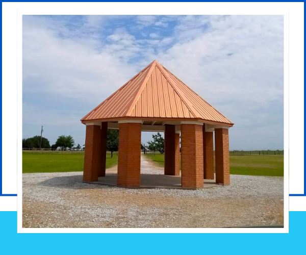 outdoor shelter with a metal roof