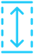 Blue icon representing vertical measurements or height.
