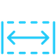 Blue icon representing horizontal measurements or width.