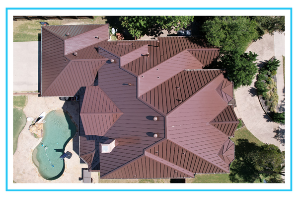 aerial photo of metal roof
