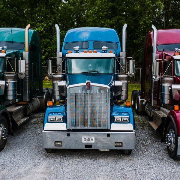 parked commercial trucks