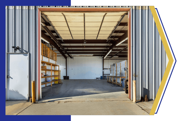 metal building with open door metal building with open door