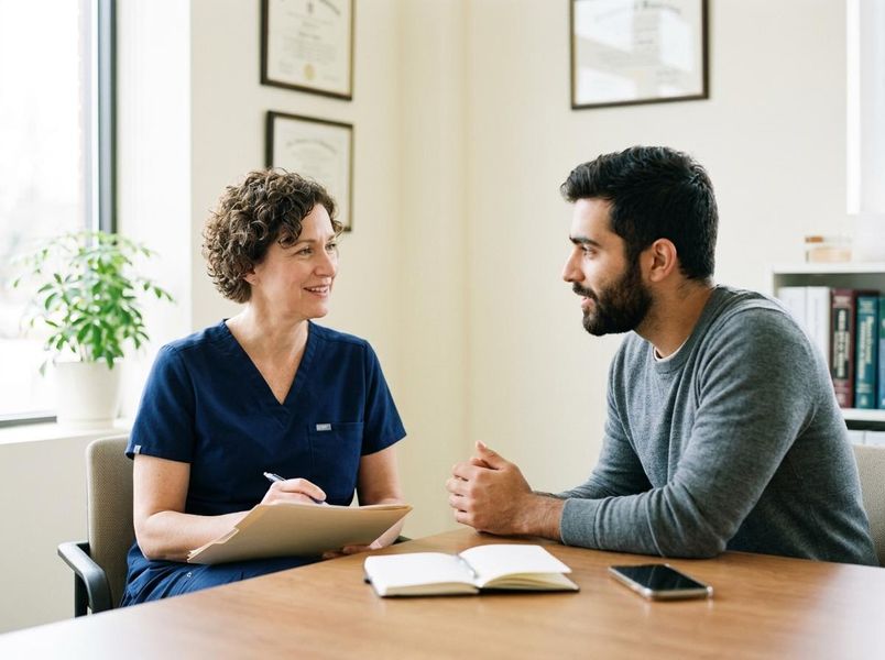 Medical Professional Consulting Male Patient