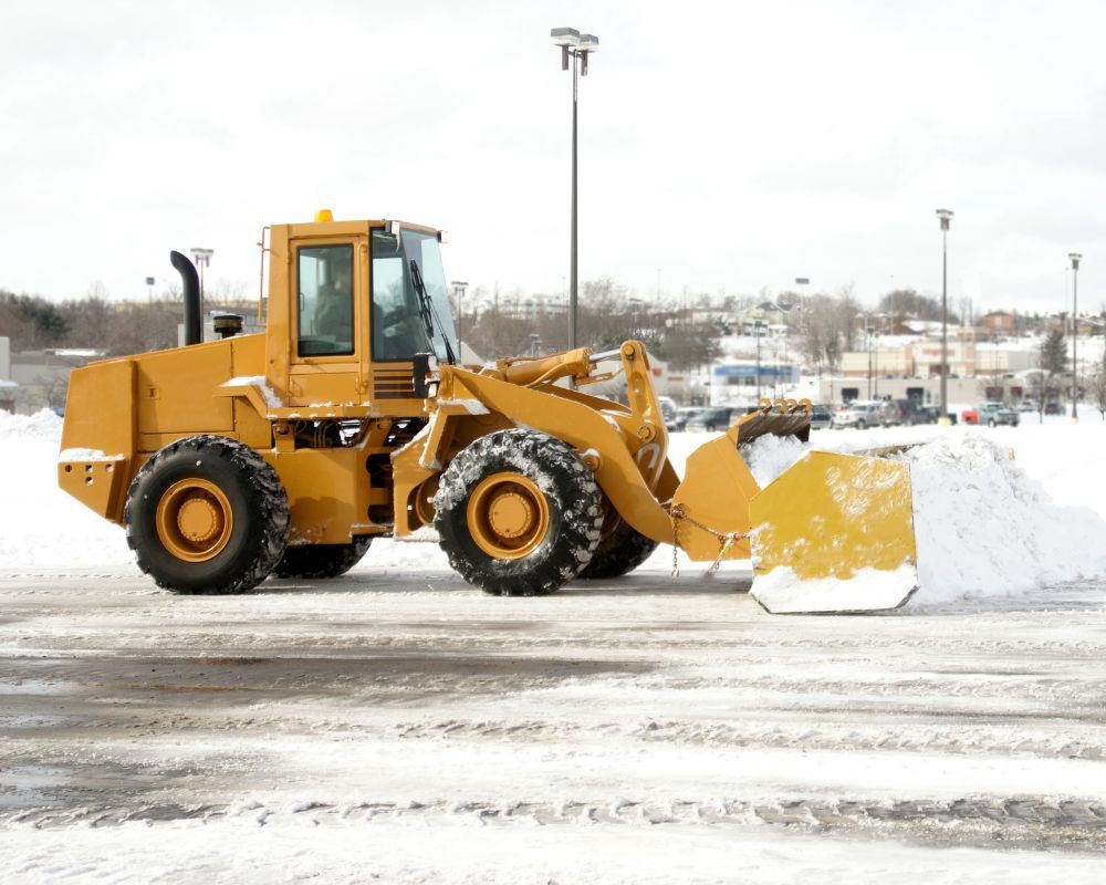 Snow being removed by a bulldozer