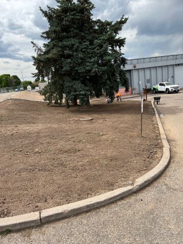 a before image of a cleared and prepped business landscape