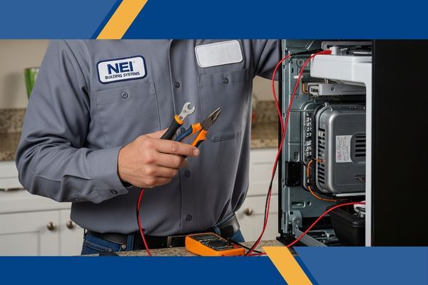 NEI technician repairs appliance