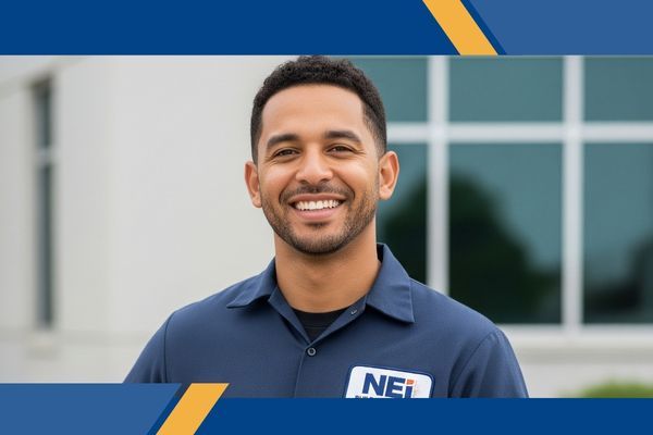 A friendly and professional NEI Building Systems technician in uniform smiles