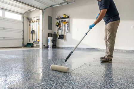 a finished epoxy basement floor