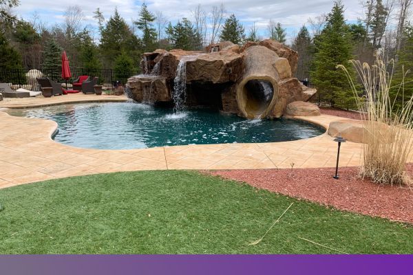 unique lagoon pool with rocks