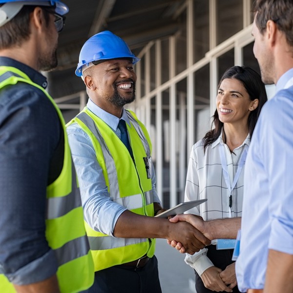 client and contractor shaking hands