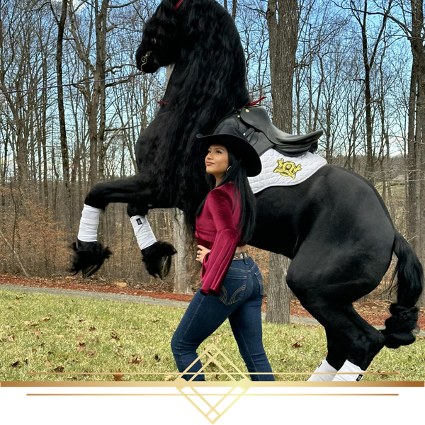 woman posing with horse
