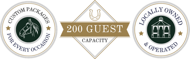 badges: custom packages for every occasion, 200 guest capacity, locally owned & operated