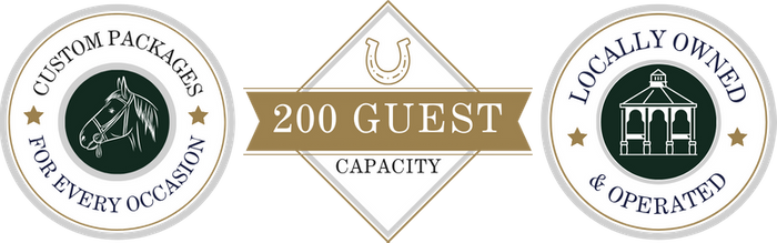 badges: custom packages for every occasion, 200 guest capacity, locally owned & operated