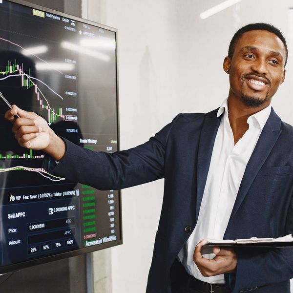 business man going over statistics