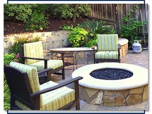 fire pit and retaining wall