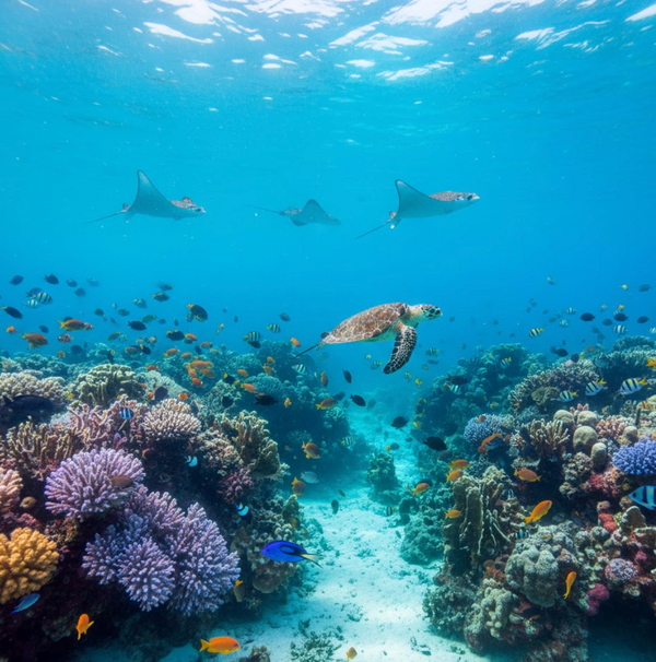 coral reef with sea life coral reef with sea life