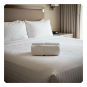 hotel linens on bed 