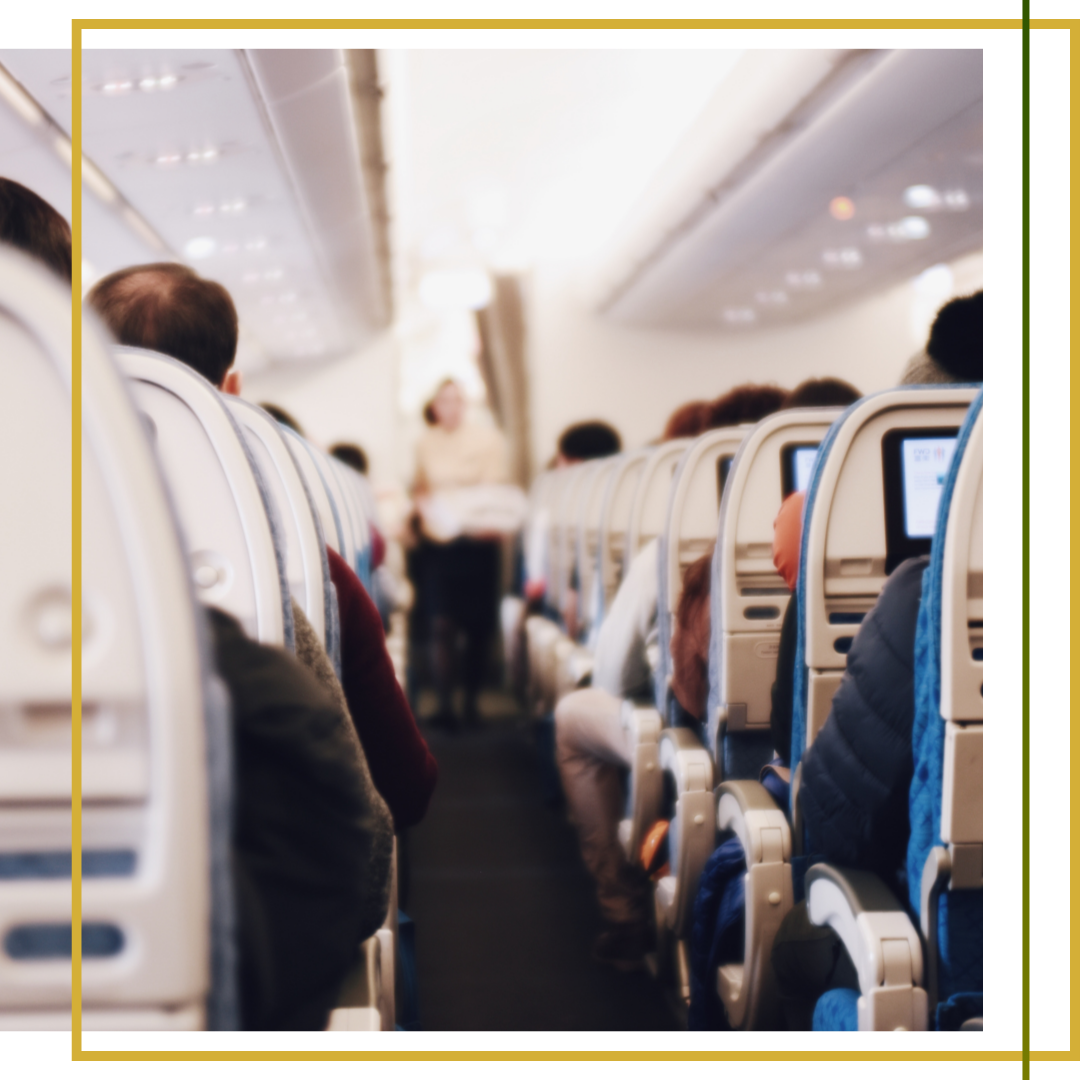 interior of a plane with passengers