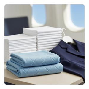 airline linens in airplane 