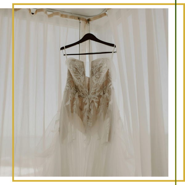 wedding gown hanging