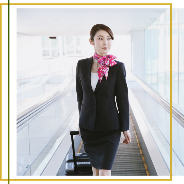 flight attendant wearing crisp uniform 