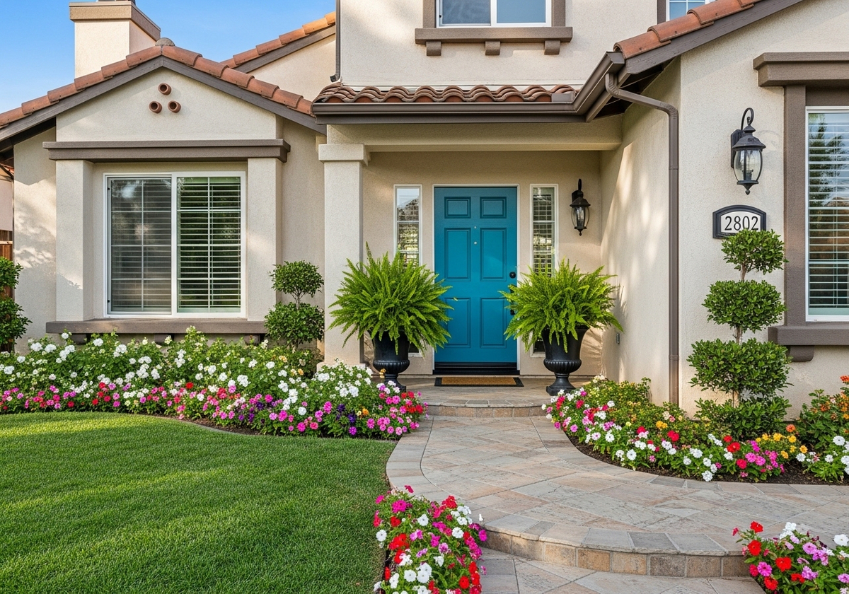 Inviting Home Exterior with Lush Landscaping