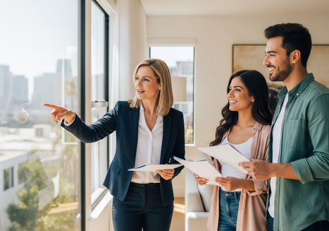 Real Estate Agent Showing a Couple an Apartment