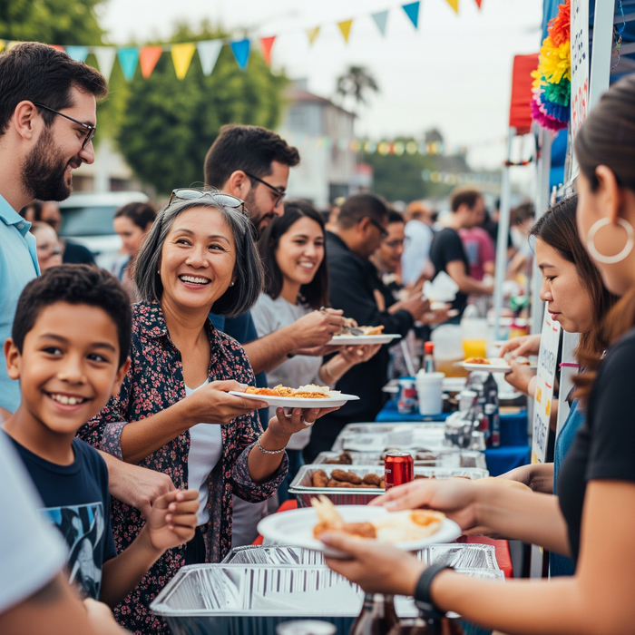 A diverse group of neighbors enjoying a sunny community street fair in West Adams. West Adams4.jpeg