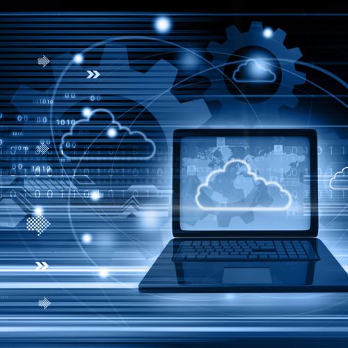 graphic with laptop and digital cloud