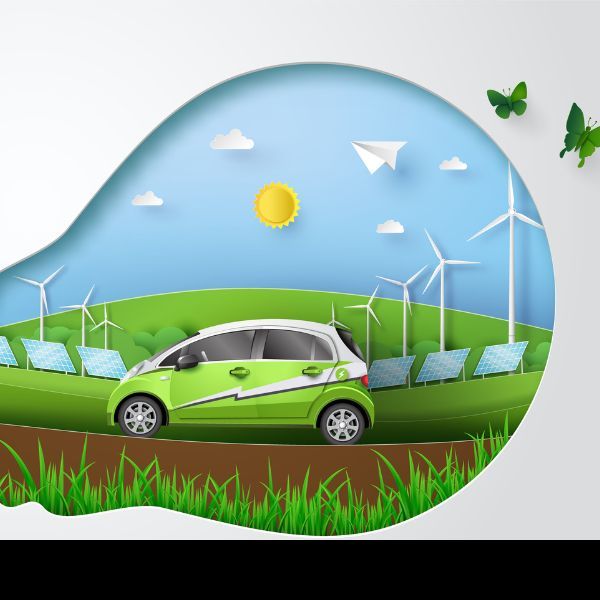 an eco friendly car in a green world