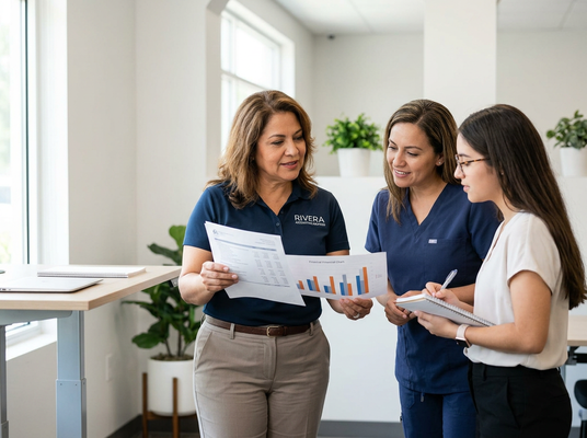 Professional Women Reviewing Financial Documents in an Office