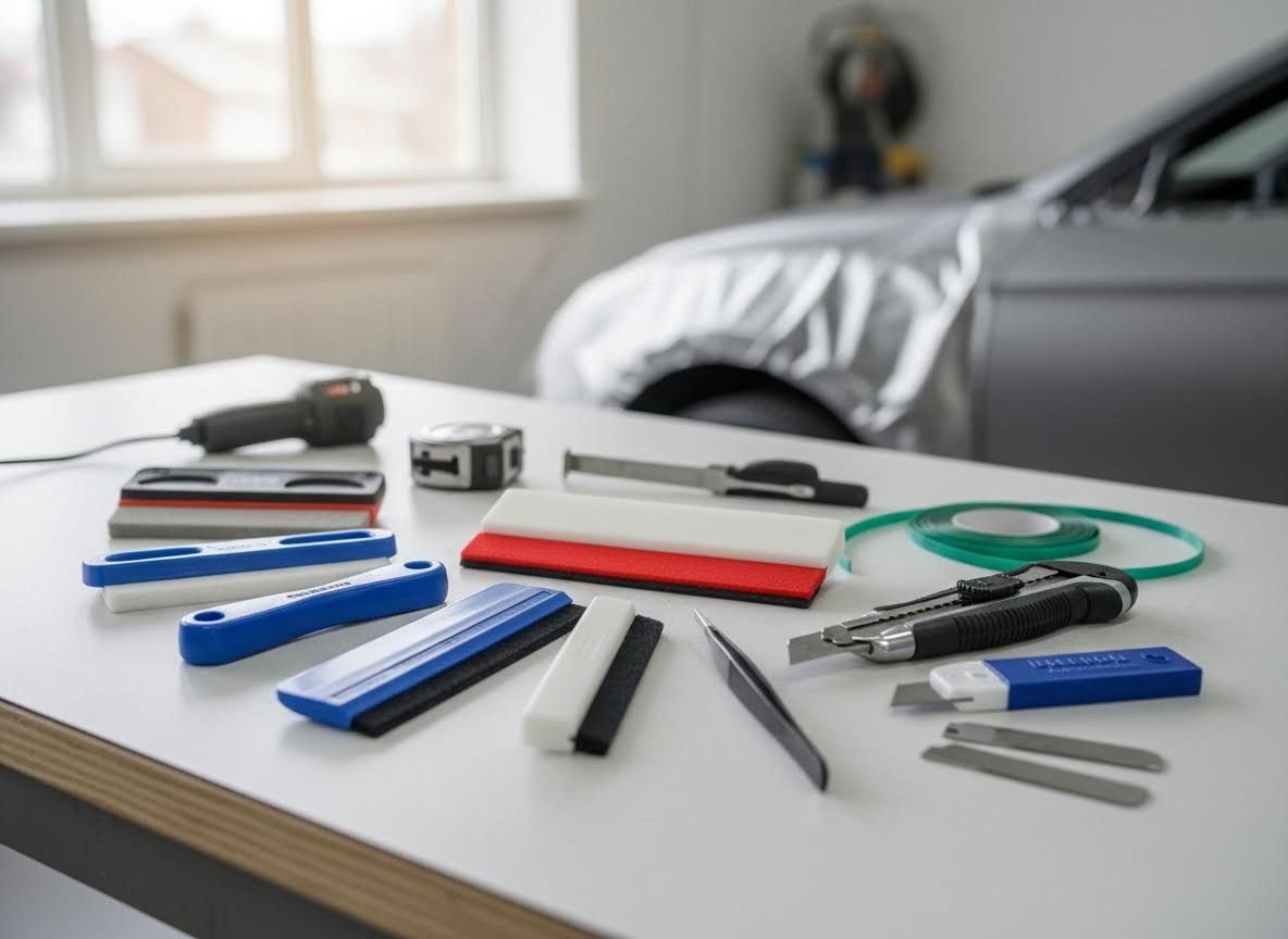 Car Wrapping Tools on Table