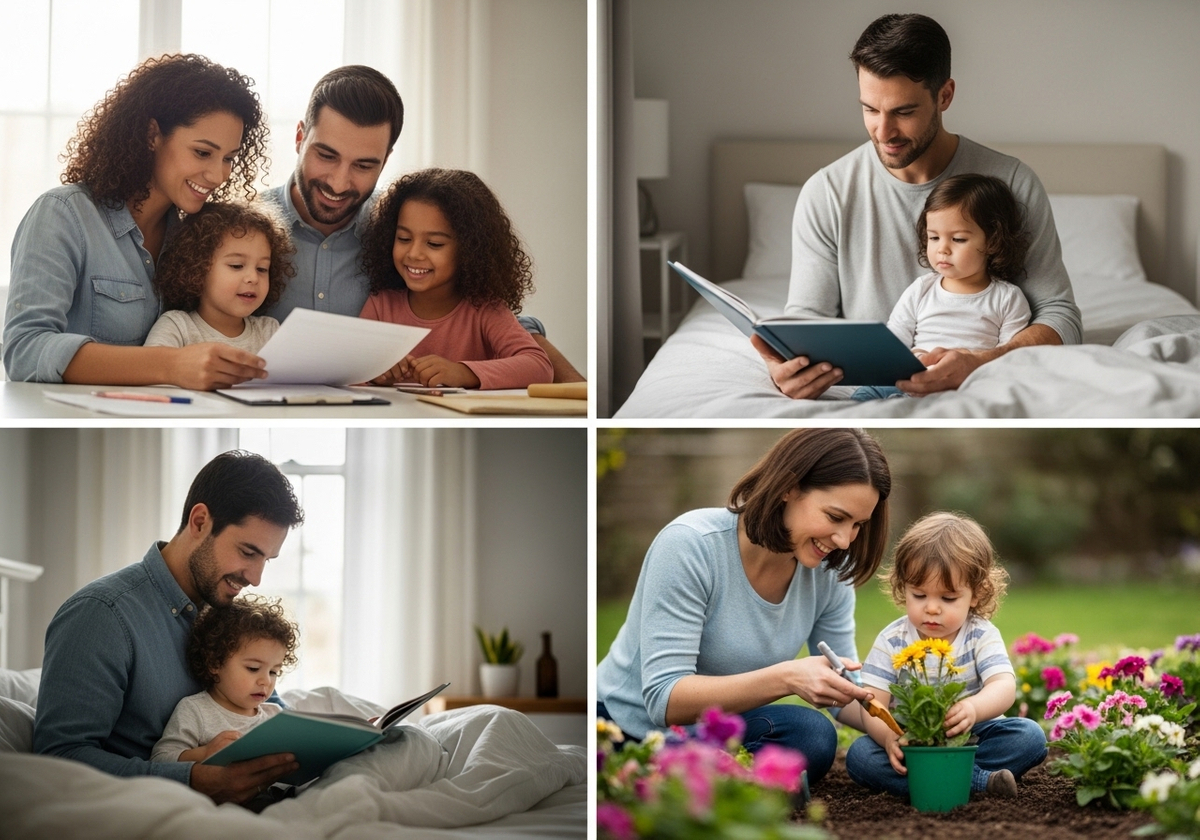 Collage of parents spending time with their children