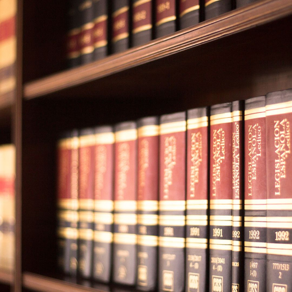 legal textbooks on a shelf