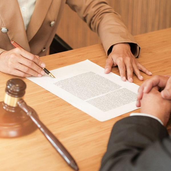 people looking at legal paperwork