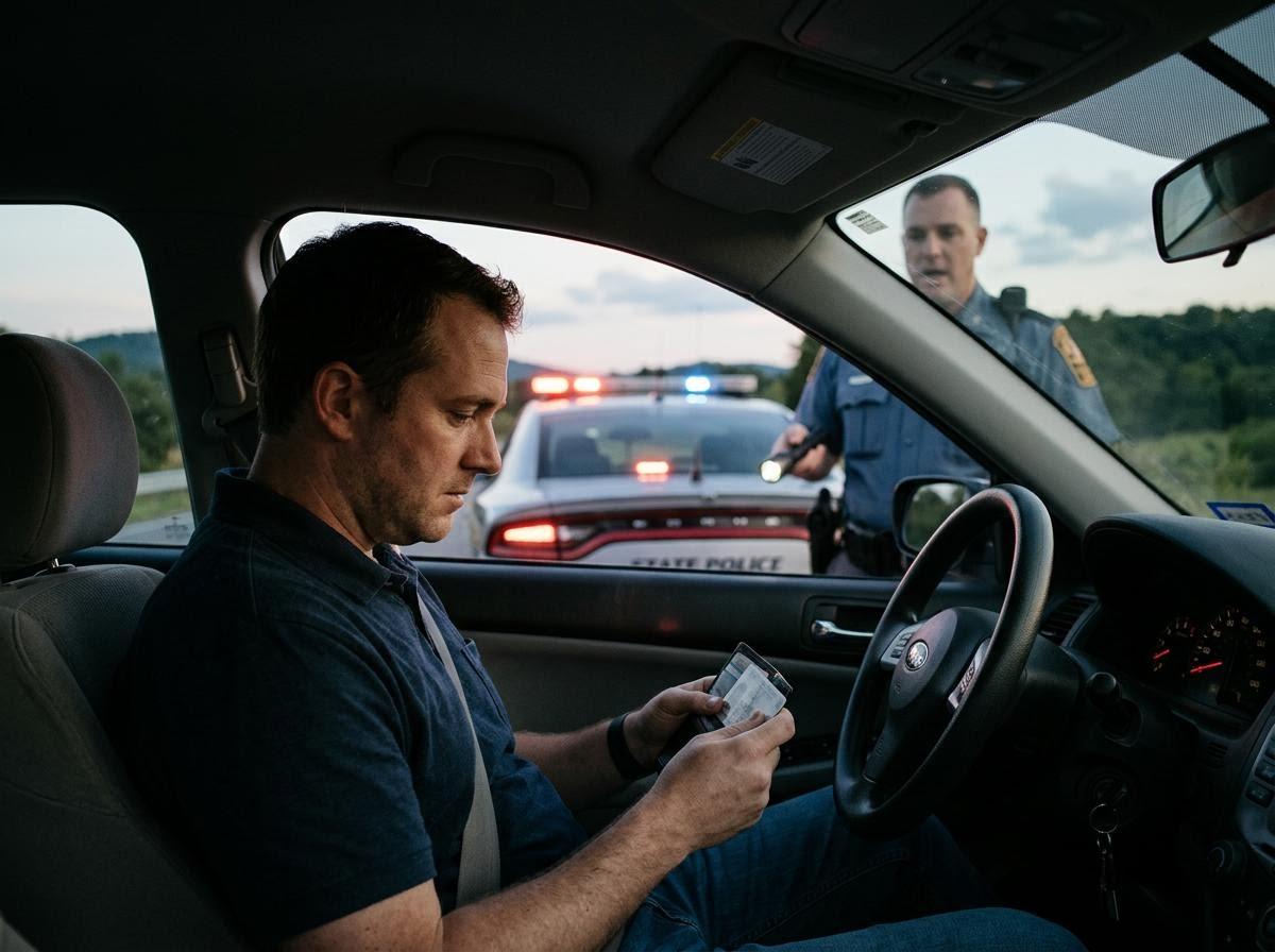 Traffic Stop with Police Officer and Driver